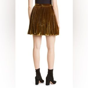 NWT Rebecca Taylor Velvet Army Green Skirt dress grunge